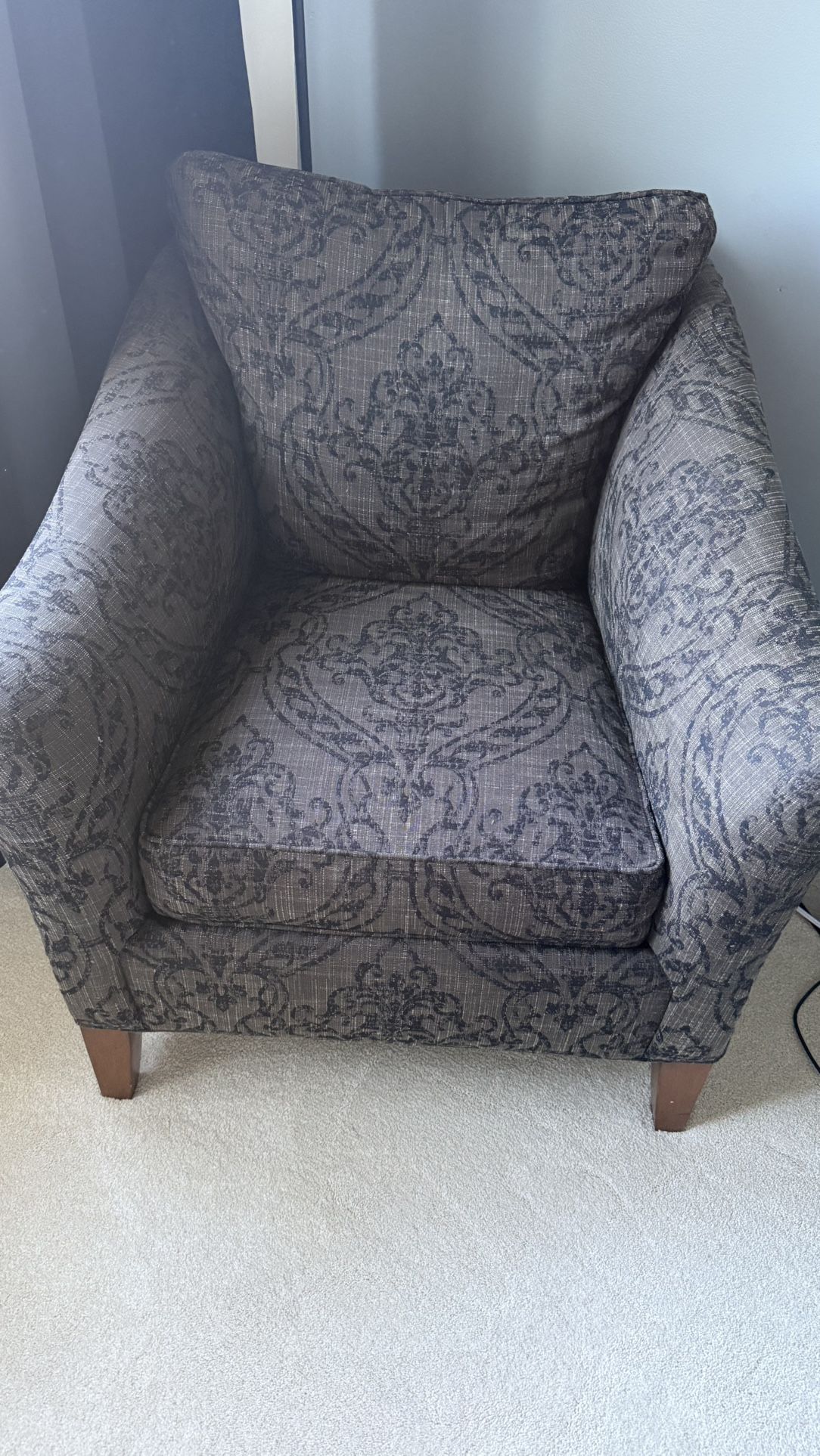 Ethan Allen Damask Armchair 