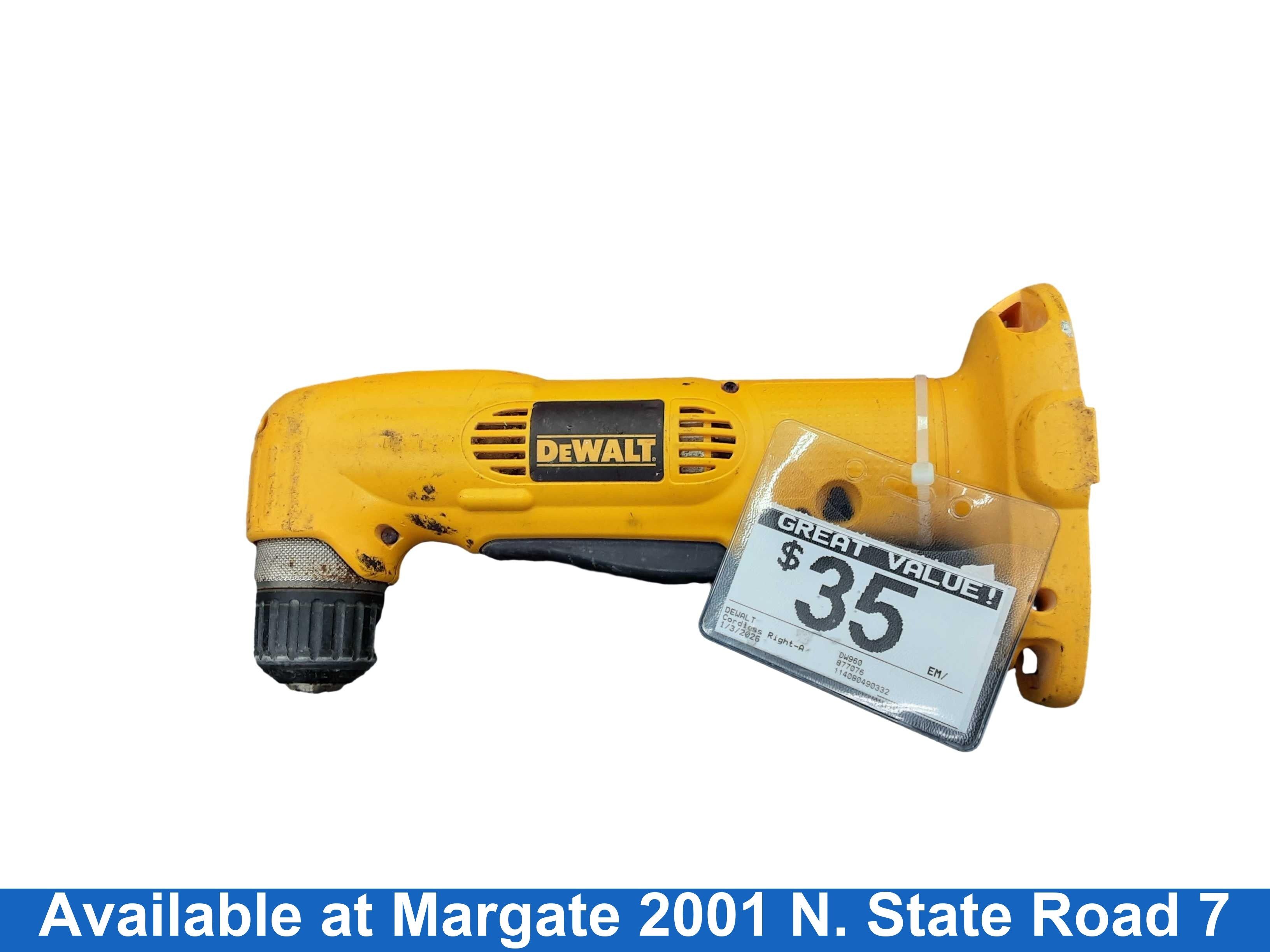 Dewalt Dw960 Yellow Cordless Right-Angle Drill
