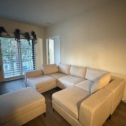 4 Seat Modular Couch - Cream Colored