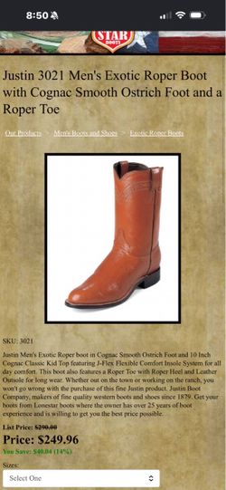 Justin cognac colored men’s boots