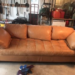 Orange Leather Couch 