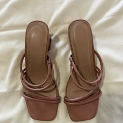 Pink Strappy Block Heel Sandals Size 7
