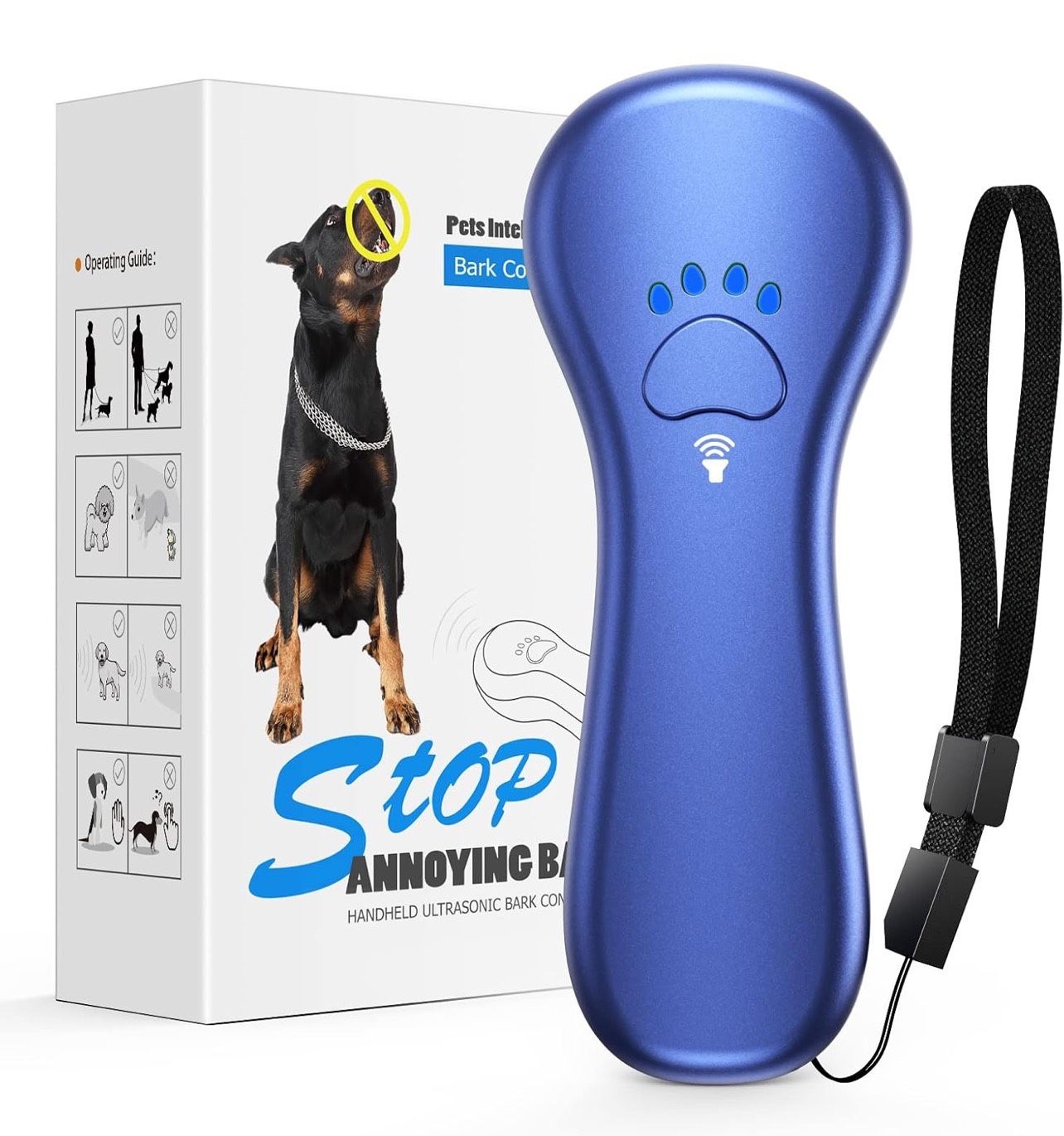 New Anti Barking Device,Dog Barking Control Devices,Rechargeable Ultrasonic Dog Bark Deterrent up to 16.4 Ft Effective Control Range Safe for Human &