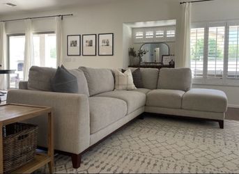 Light Gray Amherst L-Shape Sectional Sofa from Living Spaces