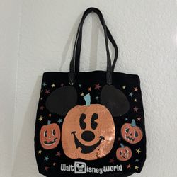 Vendo Disney Mickey Mouse Pumpkin Halloween Sequin Tote Bag.