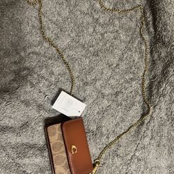 Coach Signature Chain Half Flap Card Case