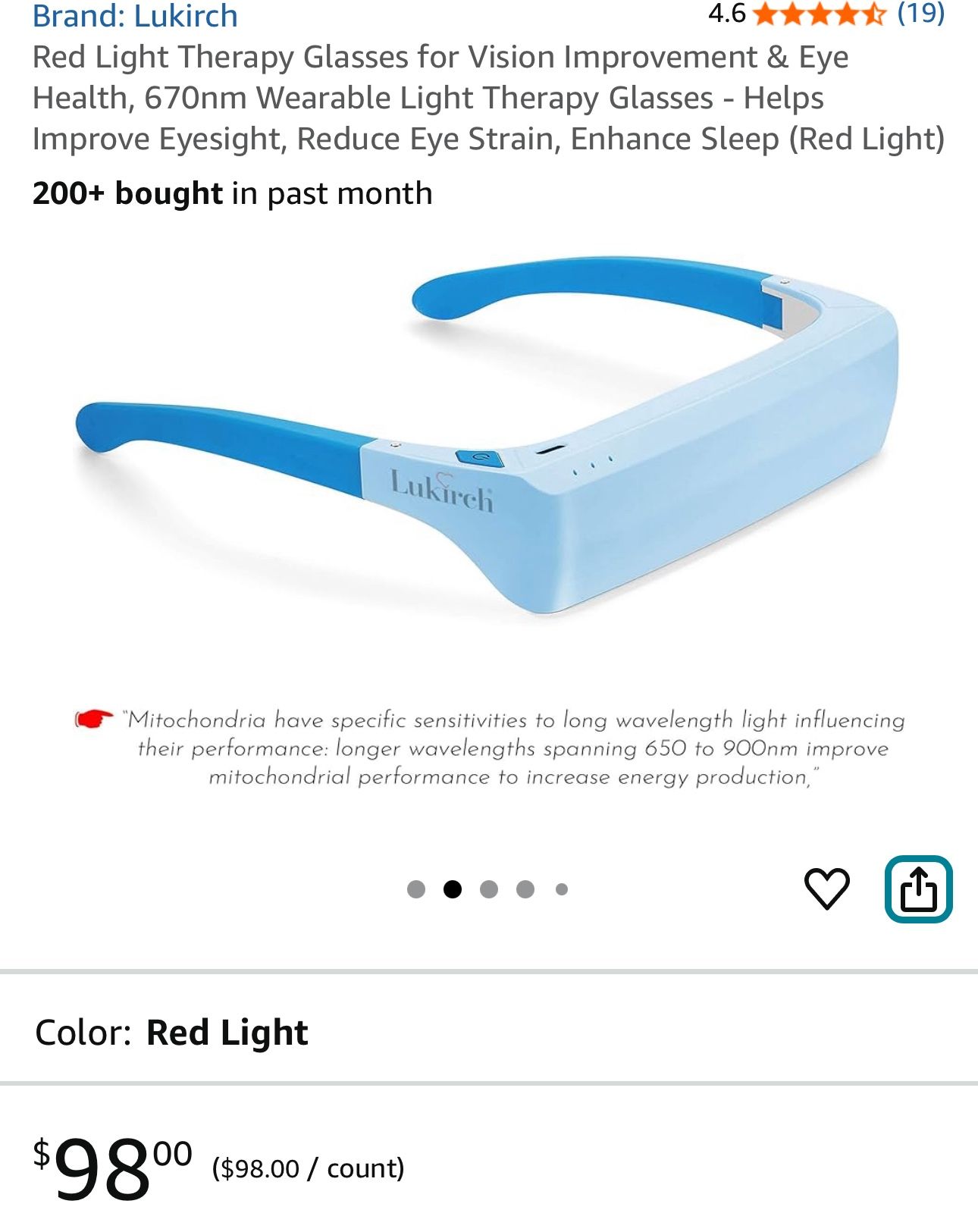 Red Light Therapy Glasses for Vision Improvement & Eye Health, 670nm  Wearable Light Therapy Glasses Helps