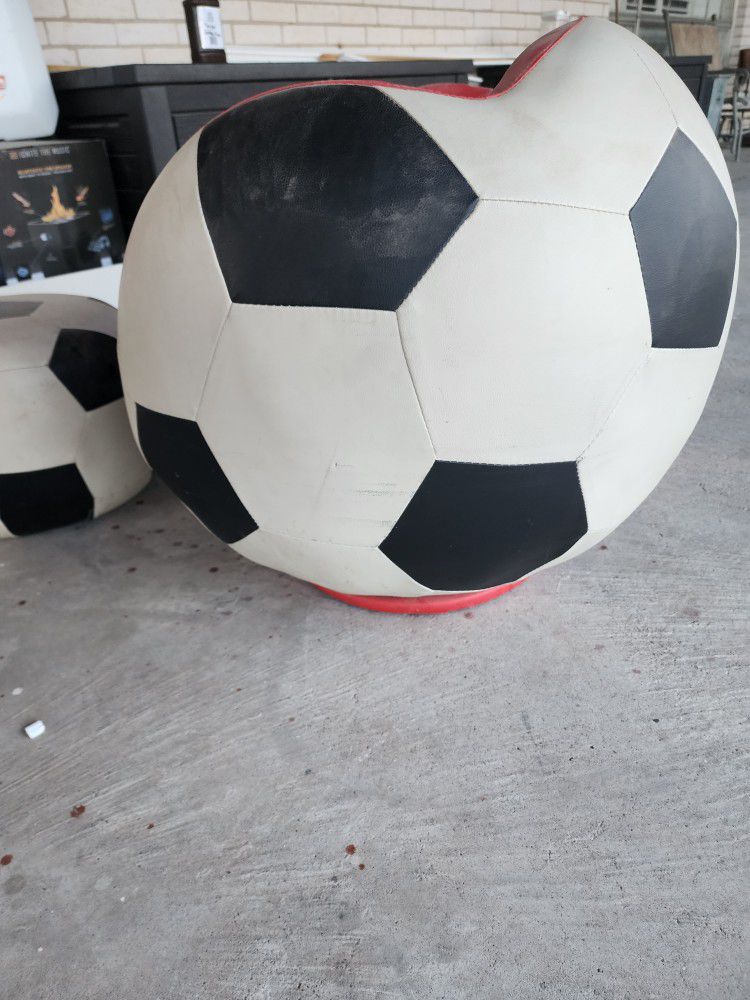 Leather Soccer Ball Chair And Ottoman