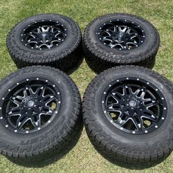 (4) 18” Fuel Wheels 265/70R18 Falken Wildpeak Tires