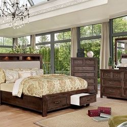 Brand New Dark Oak Queen Size 3pc Bedroom Set 