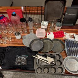 Large kitchen drink where bakeware lot. 

Combined households and trying to get rid of duplicates. Will keep adding items!

Baking goods: 
Muffin tin
