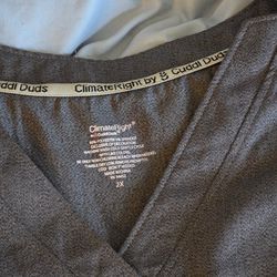 Gray cudl duds scrubs top 2x