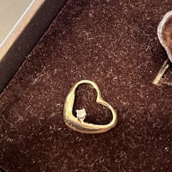 14k Gold With Diamond Floating Heart 