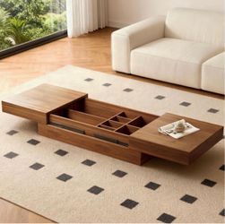 47.2"-81.8" Extendable Coffee Table with Hidden Storage Sliding Tabletop Design • Divided Storage Compartments • Silent Glide Rails • Floor Base Stabi