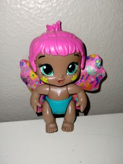 Hasbro Baby Alive Glo-Pixies Minis Bubble Sunny PINK HAIR BLUE DIAPER 4"