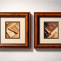 Collectible vintage pair of frame cigar themed art prints