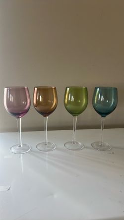 Moving sale! 4 colored wine glass