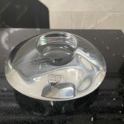 Orrefors Sweden Heavy River Rock Crystal Candle Votive Holder 4”