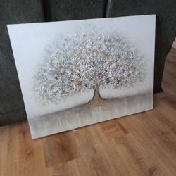 Large Textured Canvas Tree Art
