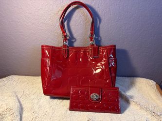 Red Coach Purse and Wallet