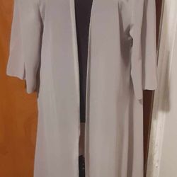 Ladies Womens light Gray Short Floaty Maxi Cardigan Size 2