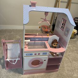 Doll House Baby Crib Changing Station Kids Girl Play