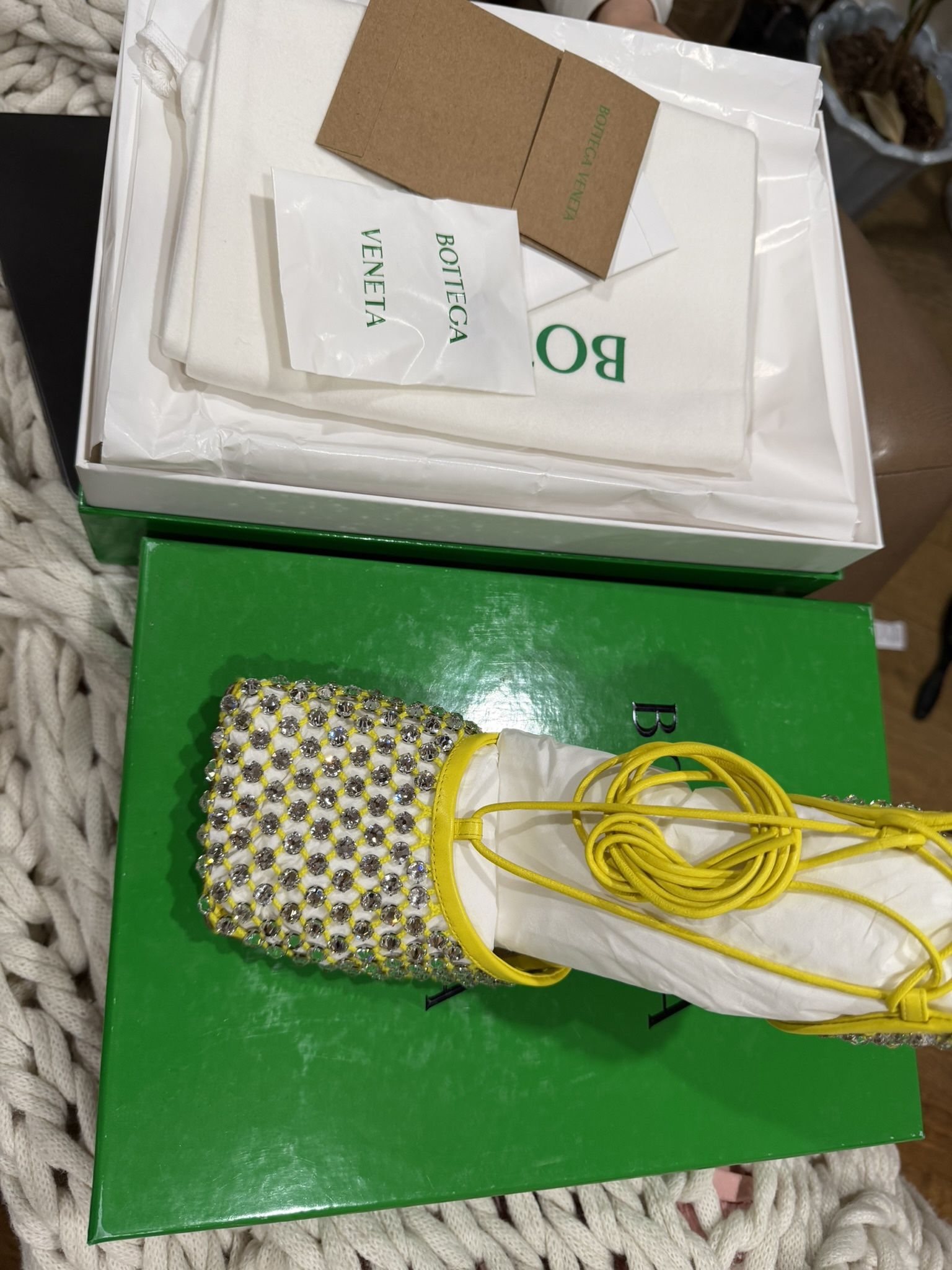 Authentic Bottega Veneta Crystal Heels – Size 39.5 (New / Never Worn)