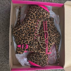 Leopard & Pink Heels Size 8