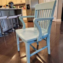 Baby Blue Light Blue Wood Armchair Desk Chair