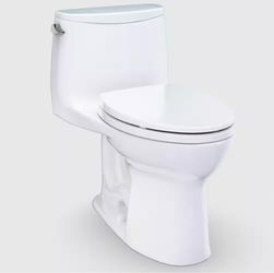 Eco UltraMax 1-Piece 1.28 GPF Single Flush Elongated ADA Comfort Height Toilet in Cotton White, SoftClose Seat In
