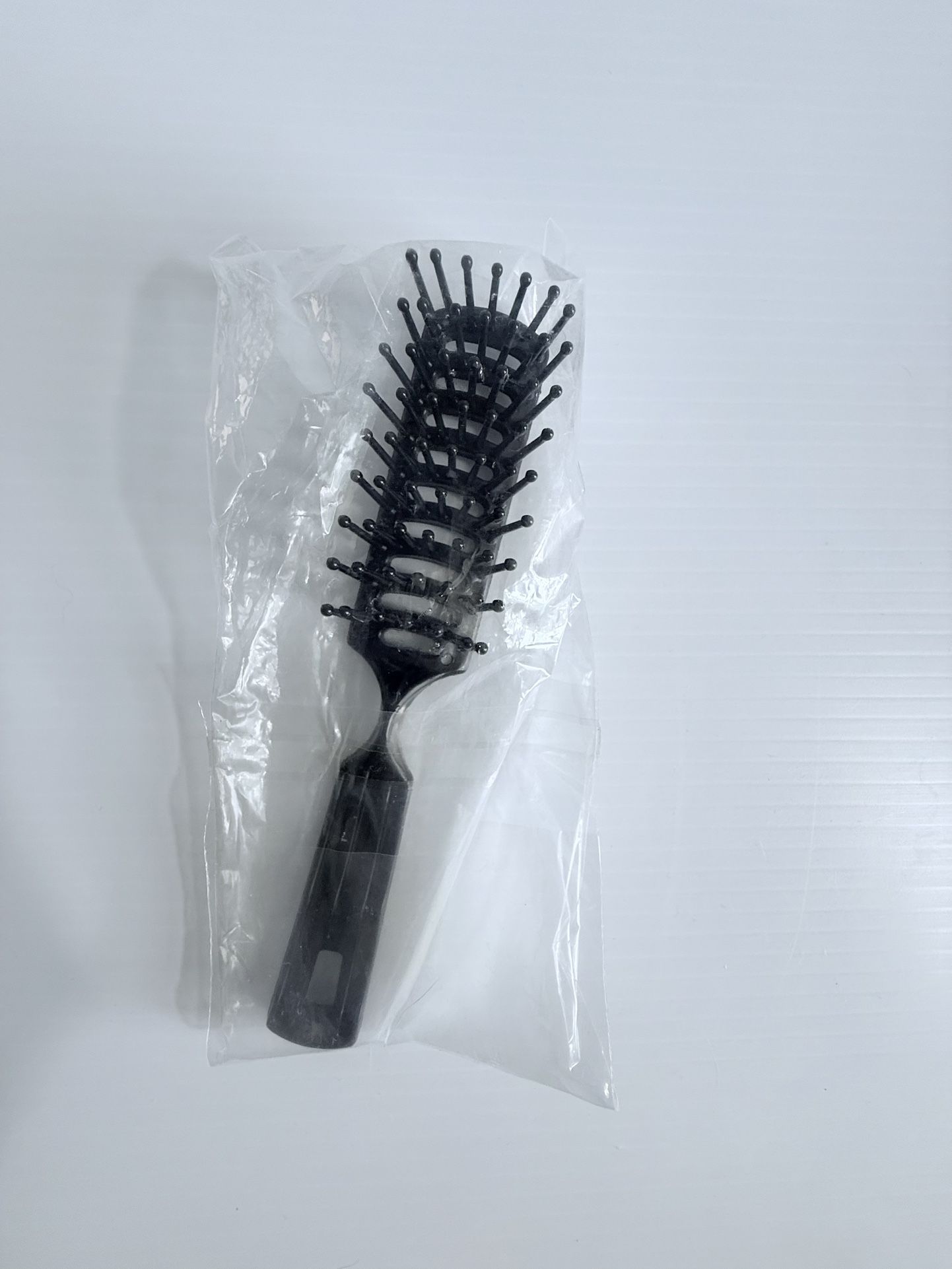 Black Vented Curved Styling Hair Brush with Ball Tip Bristles, New in Bag