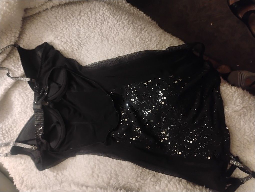 Ladies Black Sequined Short Dress Small $65