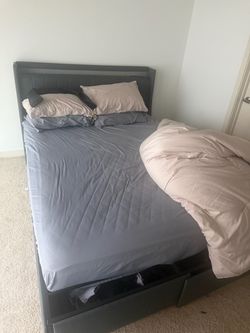 Queen Bed Frame + Comfortable Mattress Set (Pickup Only)