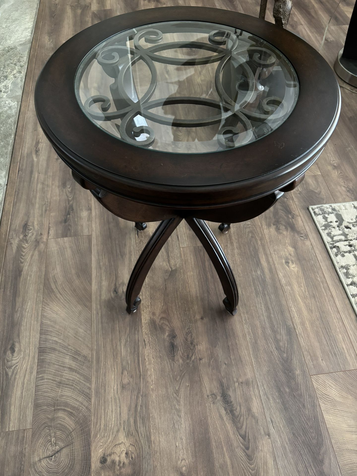 End Table with Glass Top ( 2 Tables Available)
