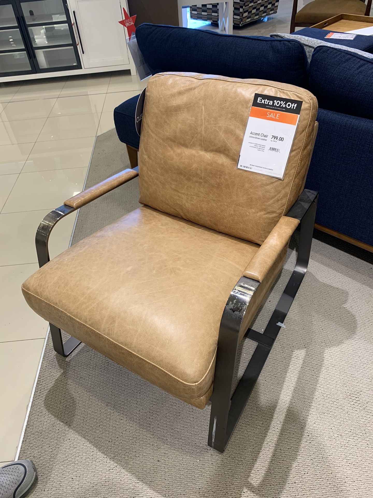 Jollene 27" Leather Accent Chair(retail $799), Almost New, Created for Macy's