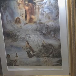 The Ecumenical Council By Salvador DALI Big 35"x 41" Framed in Gold gilt Wood Print