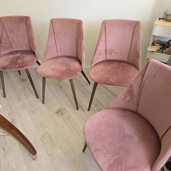 Pink Fabric Dining Chairs 