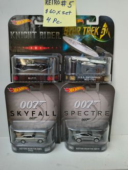 Hot Wheels Retro Entertainment Diecast Cars 4-Pc Set Knight Rider Star Trek 007
