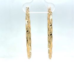 14Kt Yellow Gold Twist Oval Hoop Earrings 1.77g 21977351