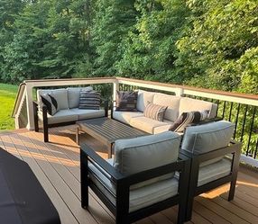 Outdoor Aluminum Furniture Set, 5 Pieces Patio Sectional Conversation Chat Sofa Modern Seating Set with Coffee Table