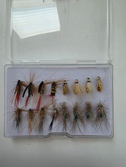 16 Pcs Fly Fishing Lure Set w/ Tackle Box – Mixed Nymphs & Dry Flies