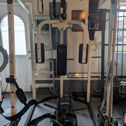 TSA Weight Bench Set/ Squat Rack/ Weights Included 