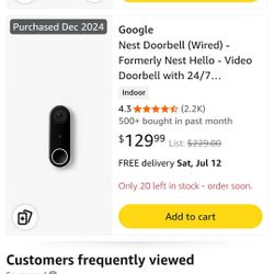 Nest doorbell wired purchased in December 