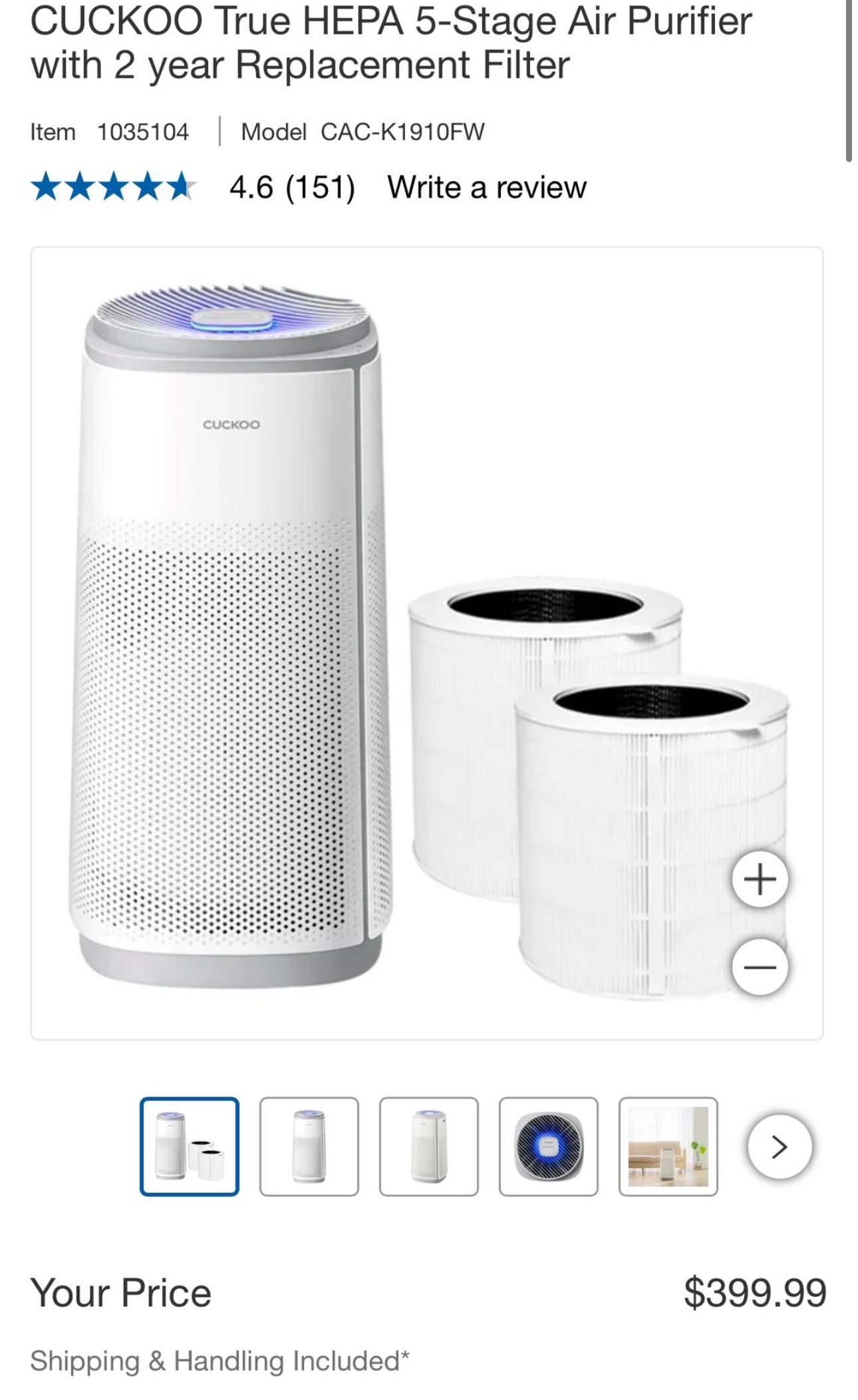 CUCKOO True HEPA 5 Stage Air Purifier
