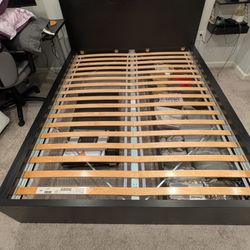 MALM - Queen Bed Frame + 2 Storage Boxes, Dark Brown Color