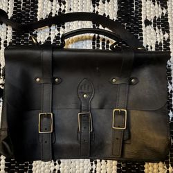 Portland leather Company Black Leather Satchel / Brief Case