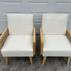 ✅Mid Century Modern Boho Cane Armchairs