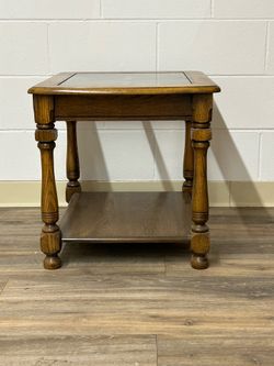 Solid Wood Accent Table with Glass Top
