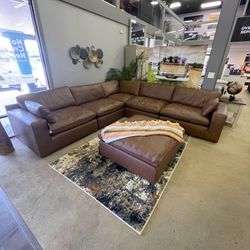Caramel Leather 5pc Modular Sectional  Sofá Cómodo