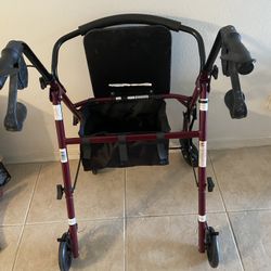 Red Walker With Wheels And Breaks. 